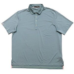RLX Ralph Lauren Polo Shirt Mens 2XL Short Sleeve Golf Stretch Green Striped